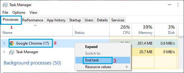 End Google Chrome Process Using Task Manager