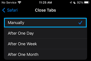 Manually Close Safari Tabs on iPhone