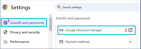 Open Google Password Manager Option in Chrome