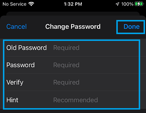 Change Notes Password on iPhone