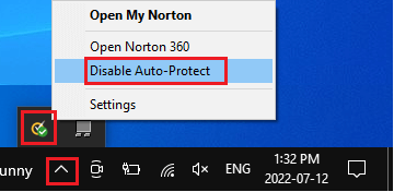 Disable Norton Antivirus