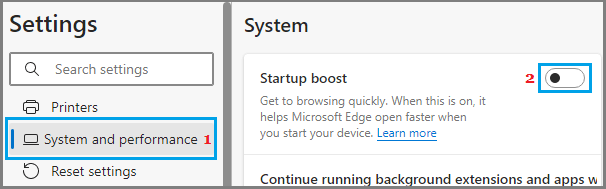 Disable Startup Boost in Microsoft Edge