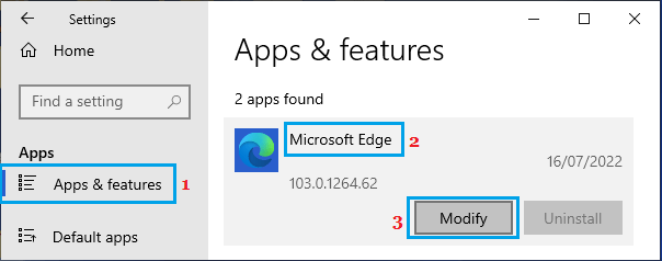 Modify Microsoft Edge Option in Windows 10