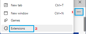 Open Extensions Settings in Microsoft Edge 