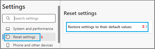 Reset Microsoft Edge to Default Settings