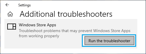 Run Windows Store Apps Troubleshooter