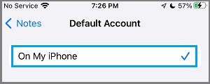 Set iPhone As Default Account for Notes