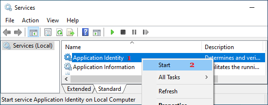 Start Windows Application Identity Service