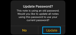 Update Notes Password on iPhone