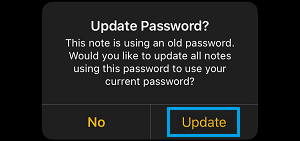 Notes-Passwort Auf Dem Iphone Aktualisieren