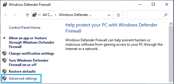 Öffnen Sie Die Erweiterten Einstellungen Von Windows Defender