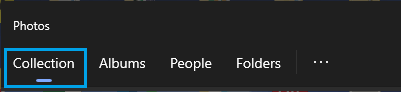 Collection Tab in Windows Photos App