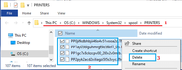 Delete Files in Printers Folder