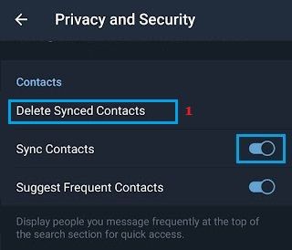 Eliminar la opción de contactos sincronizados en Telegram