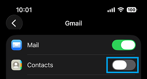 Disable Gmail Contacts on iPhone