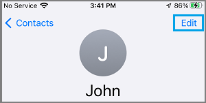 Edit Contact Option on iPhone