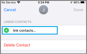 Link Contacts Tab on iPhone