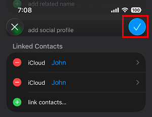 Save Linked Contacts on iPhone