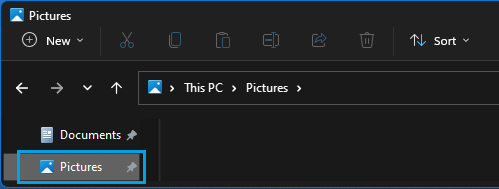 Open Pictures Folder Using File Explorer