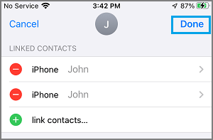 Guardar contactos vinculados en iPhone