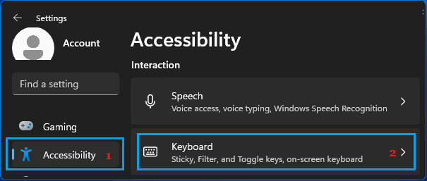 Tastatureinstellungsoption In Windows 11