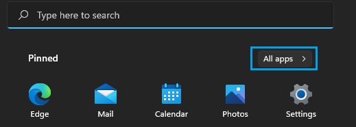 Switch to All Apps Option in Windows 11