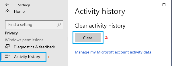 Clear Activity History in Local User Accounts