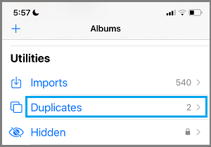 Öffnen Sie Den Ordner Duplikate In Der Iphone Fotos App