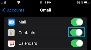 Enable Gmail Contacts on iPhone