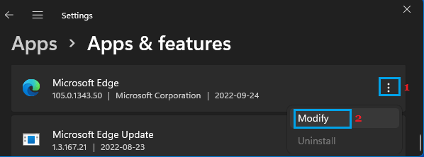 Modify Microsoft Edge Option in Windows 11