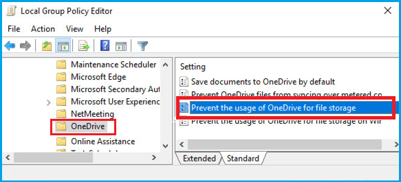 Open Prevent Usage of OneDrive Policy