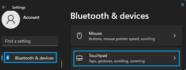 Open Touchpad Settings