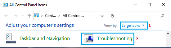 Open Troubleshooting Using Control Panel