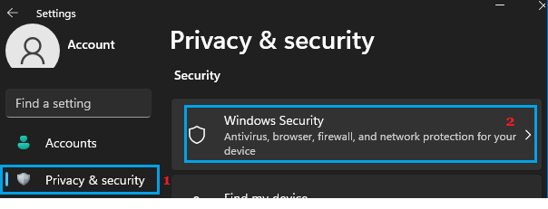 Open Windows Security