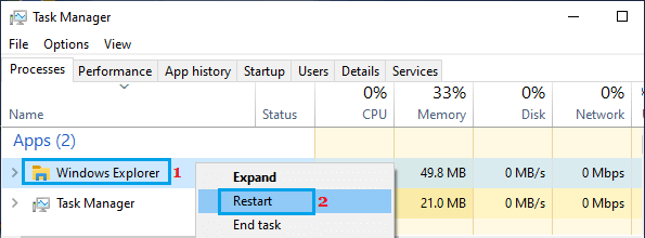 Starten Sie Den Datei-Explorer Mit Dem Task-Manager Neu