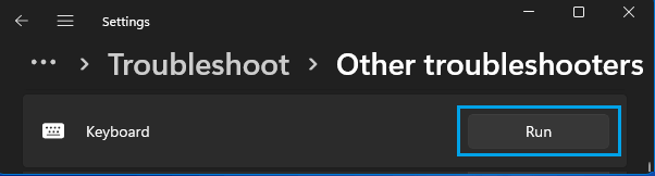 Run Keyboard Troubleshooter in Windows 11