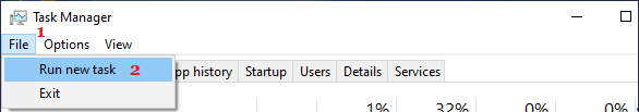 Run New Task in Task Manager