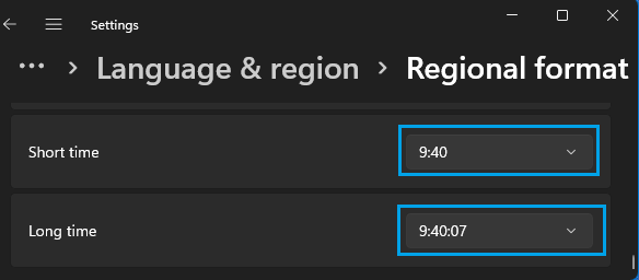 Select 24 Hour Time in Windows 11