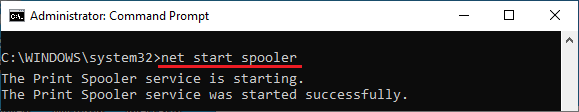 Start Print Spooler Using Command Prompt