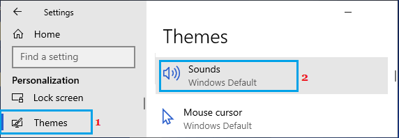 Sounds Settings Option in Windows