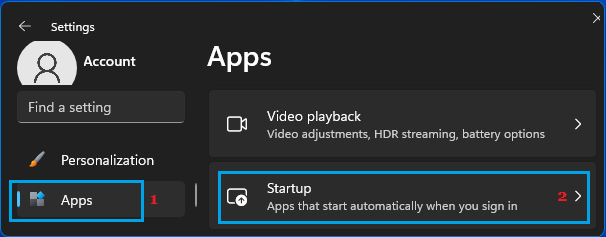 Start-Apps-Einstellungsoption In Windows 11