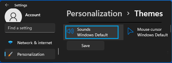 Sounds Settings Option in Windows