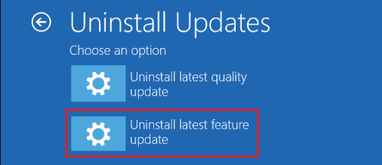 Uninstall Latest Windows Feature Update