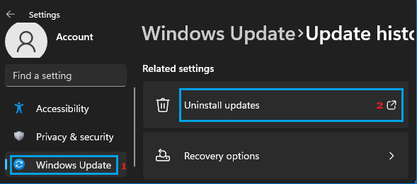 Update-Option In Windows 11 Deinstallieren