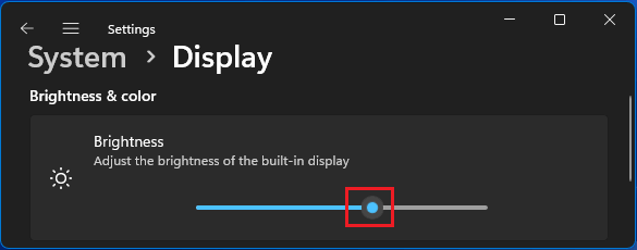 Adjust Screen Brightness Option in Windows 11
