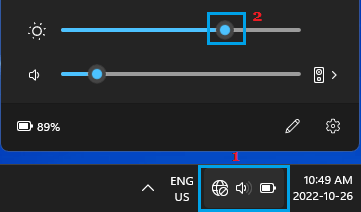 Change Screen Brightness Using Quick Settings Menu