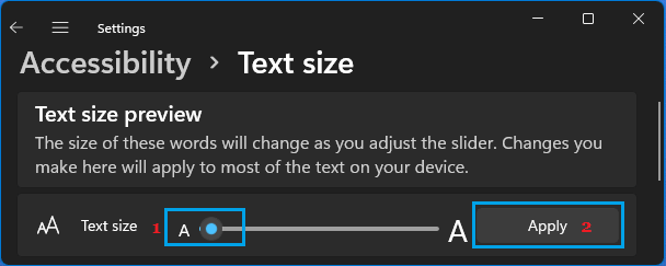 Increase Text Size Using Slider