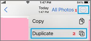 Duplicate Photo Option in iPhone Photos App