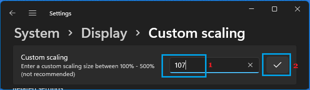 Custom Scale Settings Option in Windows
