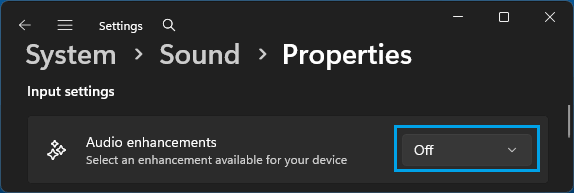 Disable Audio Enhancements